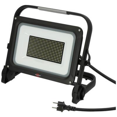 Čierny LED reflektor na stojane so sieťovým káblom, vhodný pre pracovné priestory alebo staveniska, zabezpečuje jasné osvetlenie.