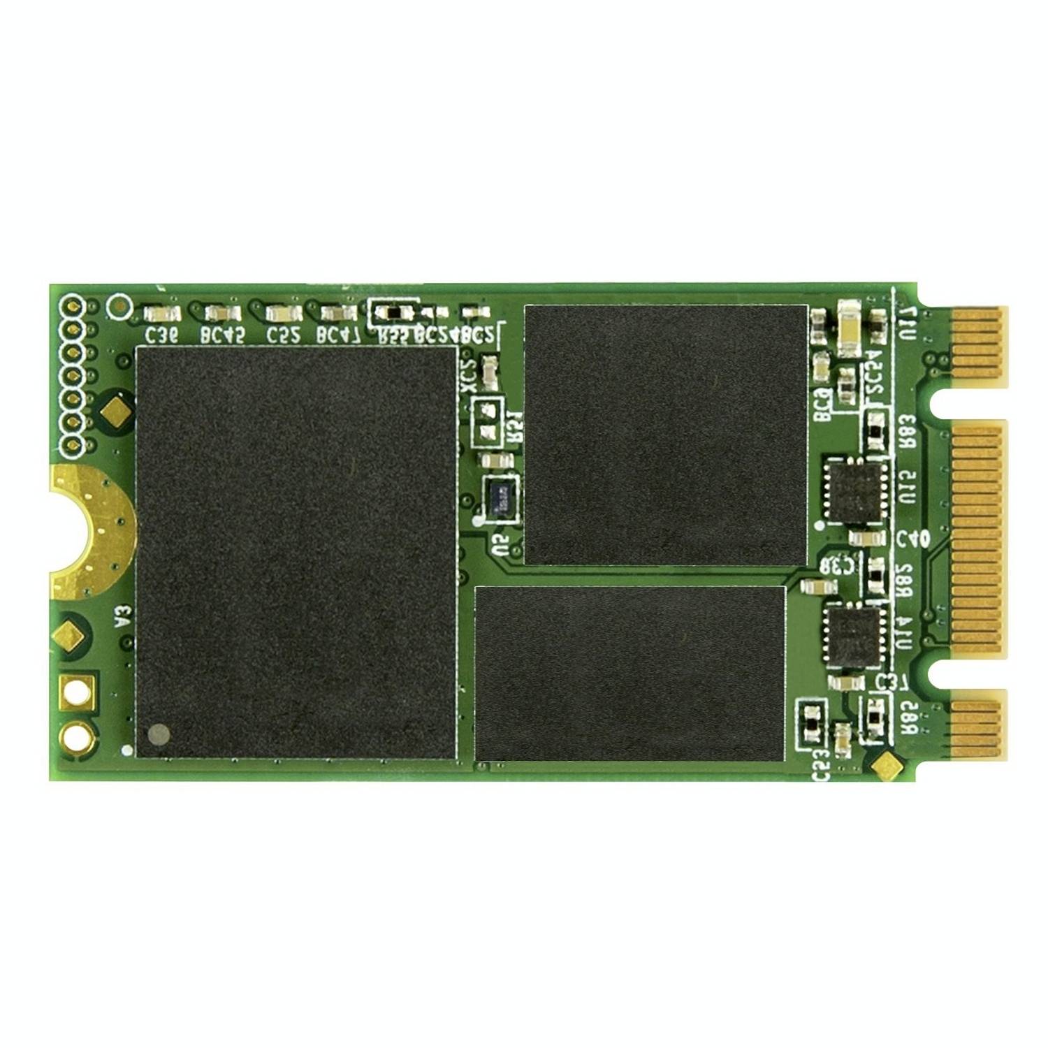 Zelená doska M.2 SSD s viacerými čiernymi pamäťovými modulmi a zlatými kontaktmi je zobrazená.