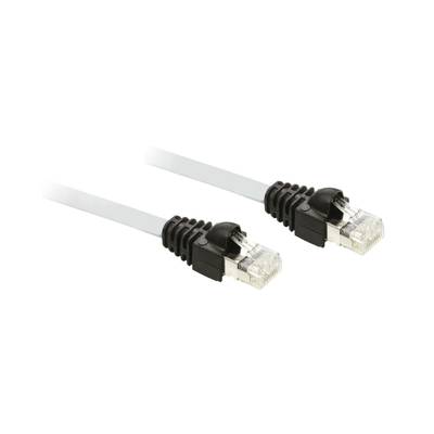 Dva ethernetové káble s čiernymi konektormi a priehľadnými RJ45 zásuvkami.