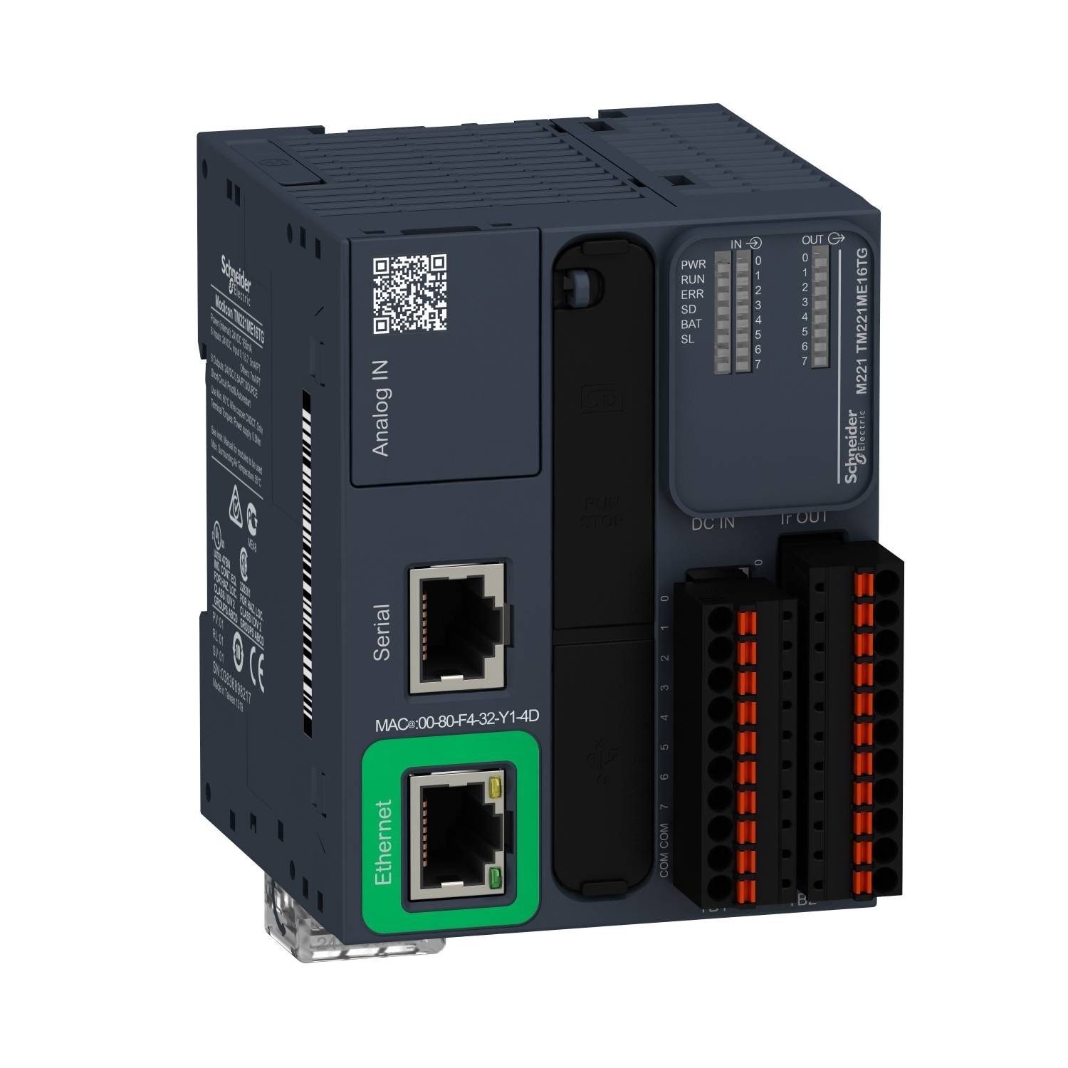 Priemyselná riadiaca jednotka s ethernetovými a sériovými portmi, vhodná pre analógové a digitálne vstupy/výstupy.