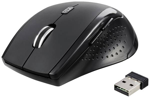 Renkforce RF-WM-210 optická myš, prenos bezdrôtový, 6 tlačidlo, 1600 dpi, čierna