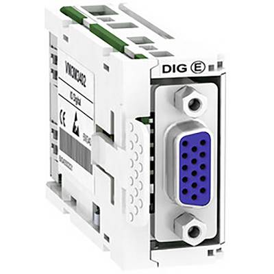 Biely elektronický modul s modrým VGA portom, označený nápisom 'DIG E' na hornej strane, znázorňuje technické príslušenstvo.
