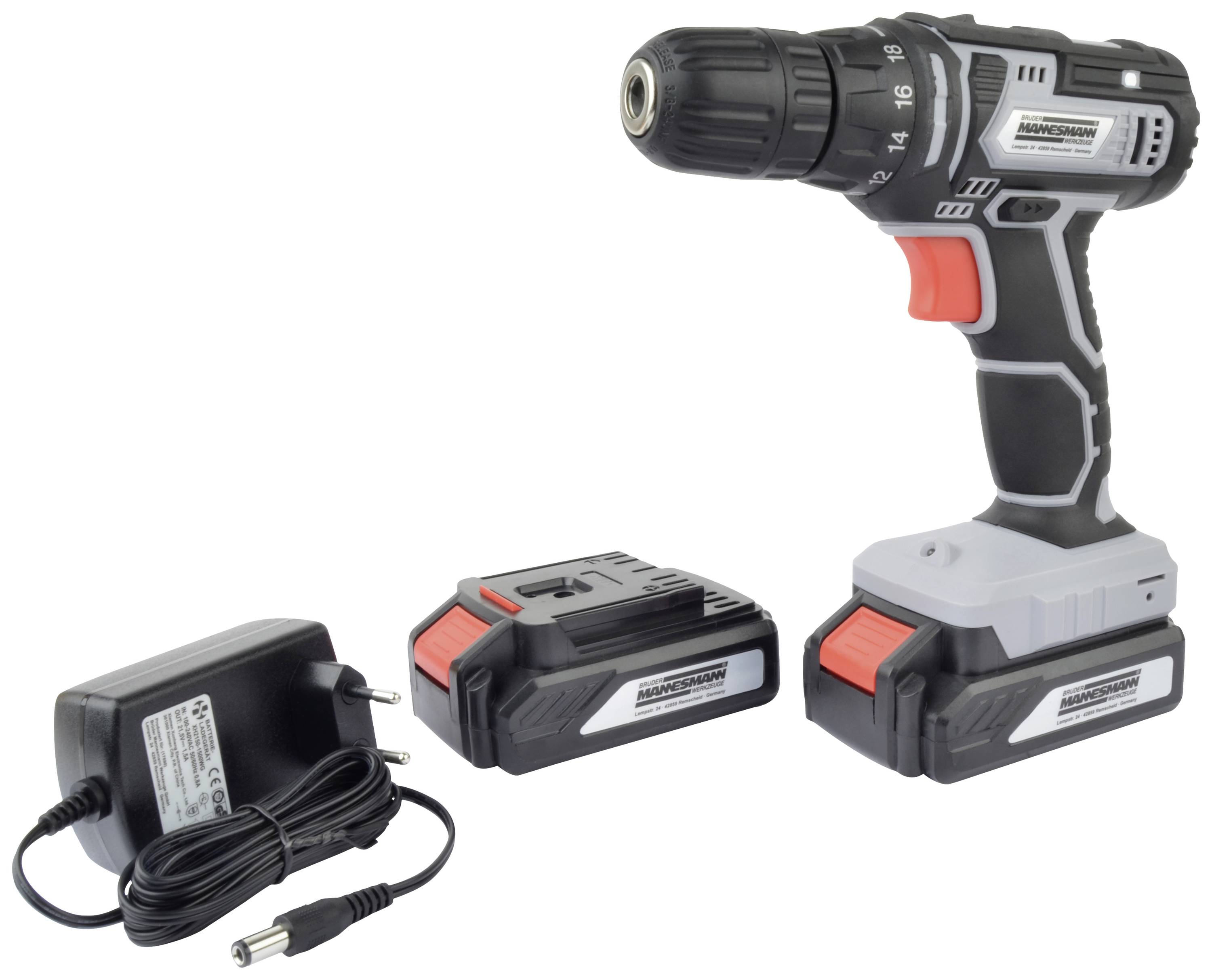 Brüder Mannesmann M17690 Borrskruvdragare batteri 20 V 1.5 Ah Li-Ion inkl. 2x batterier, inkl. laddare, inkl. väska