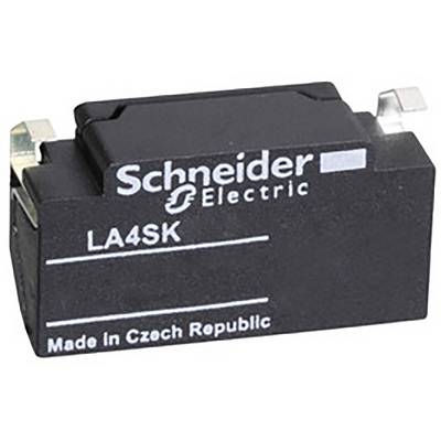 Elektronická súčiastka, čierna, s nápisom 'Schneider Electric LA4SK', vyrobená v Českej republike.