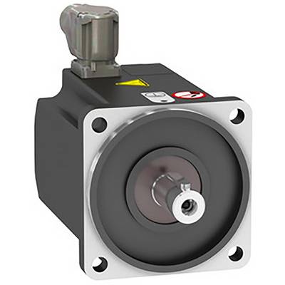 Elektrický servomotor v čiernej a striebornej farbe s výstupným kovovým hriadeľom, namontovaný na prírube.