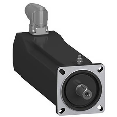 Čierny elektromotor s obdĺžnikovým krytom a valcovým pripojením vpredu, ideálny pre priemyselné použitie.