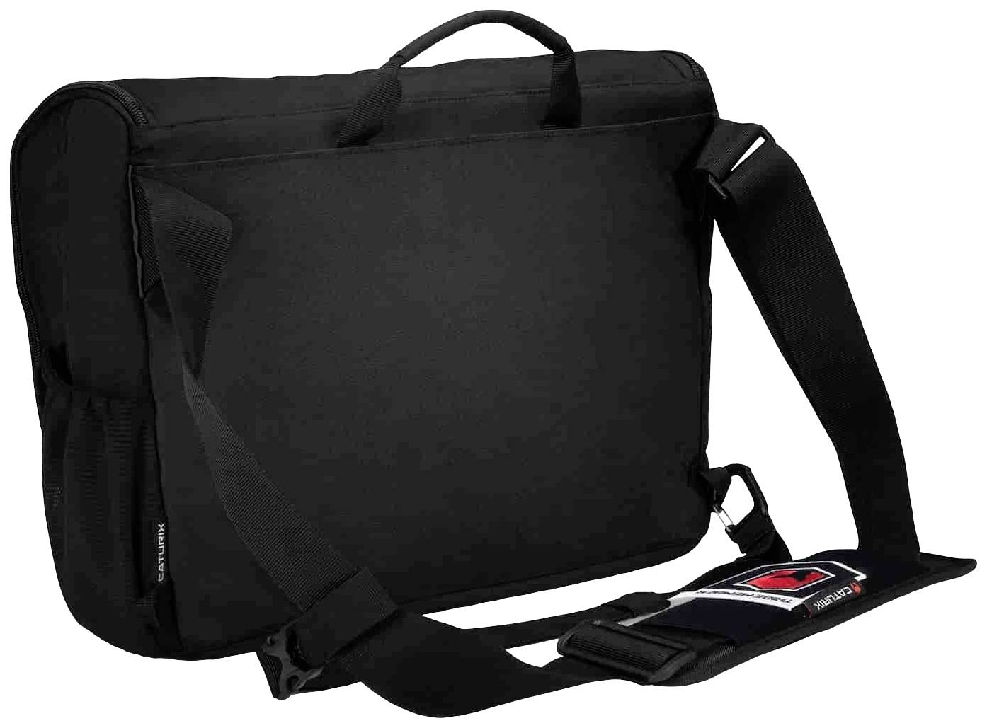 Čierna messenger taška s nastaviteľným popruhom cez rameno a praktickou rukoväťou na vrchu. Vhodná pre laptopy a dokumenty.