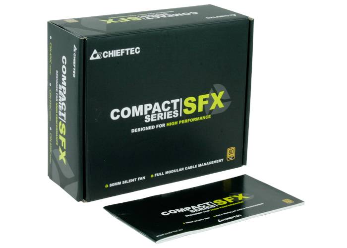 Balenie série Compact SFX od Chieftec, navrhnuté pre vysoký výkon. Obsahuje 80-mm tichý ventilátor a modulárne vedenie káblov.