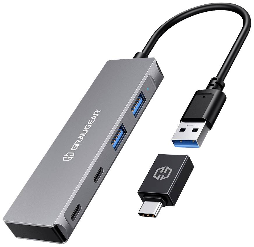 GrauGear G-HUB2A2C-AC G-HUB2A2C-AC USB-hub 4 poorten USB-A, USB-C USB 3.0 5 GBit/s Zilver
