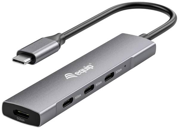 Equip 128963 4 porty USB Hub s konektorom USB C čierna, strieborná