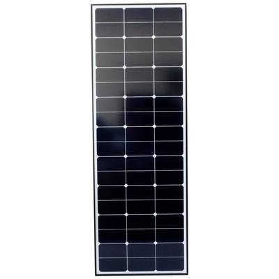Solárny modul s 32 obdĺžnikovými, tmavými článkami v striebornom ráme.