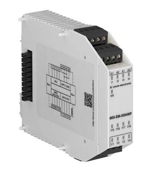 Obdĺžnikové elektronické zariadenie s viacerými svorkami a diagramom na boku, ktorý zobrazuje technické špecifikácie.