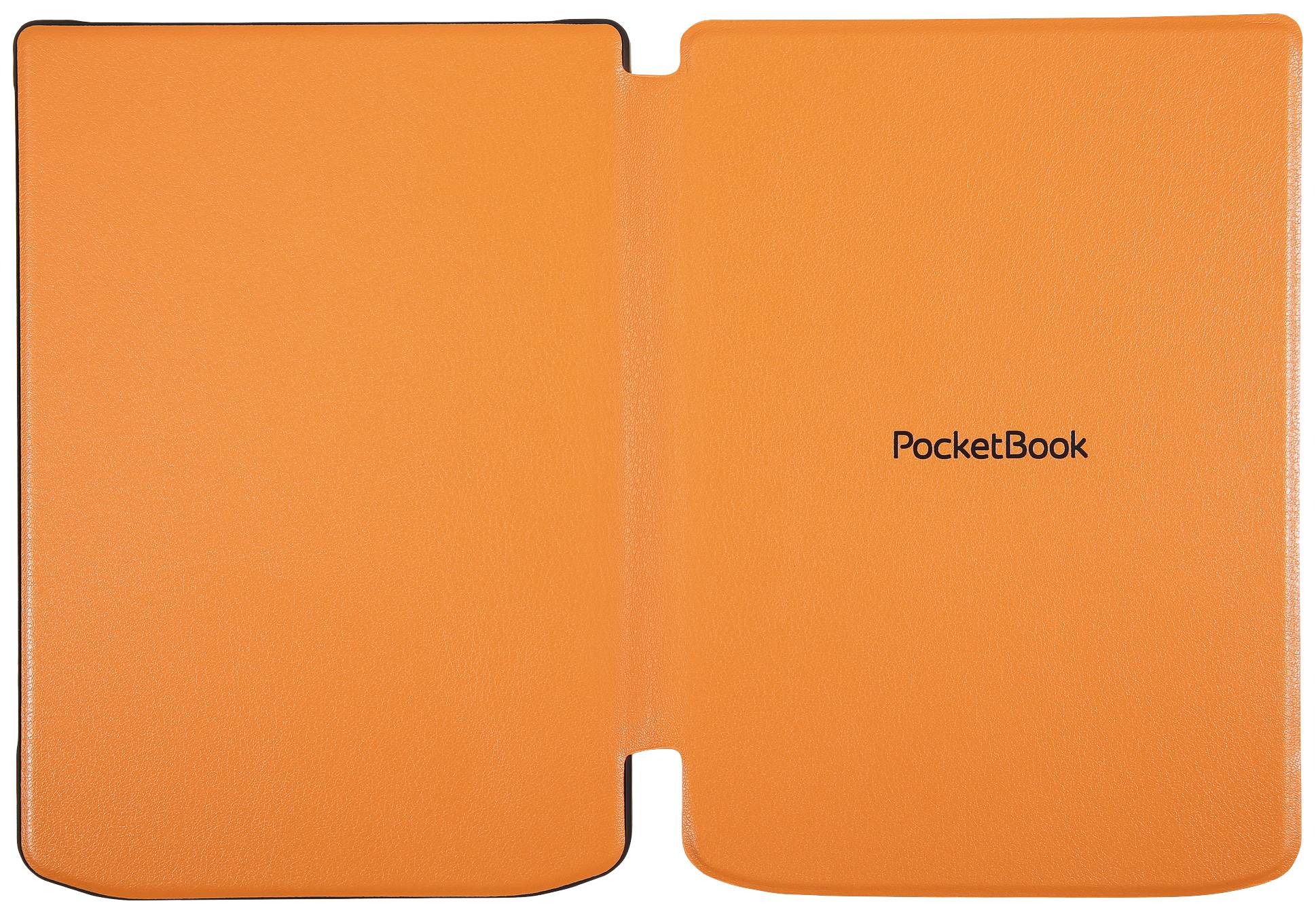 Otvorené oranžové púzdro s nápisom "PocketBook" na vnútornej strane.