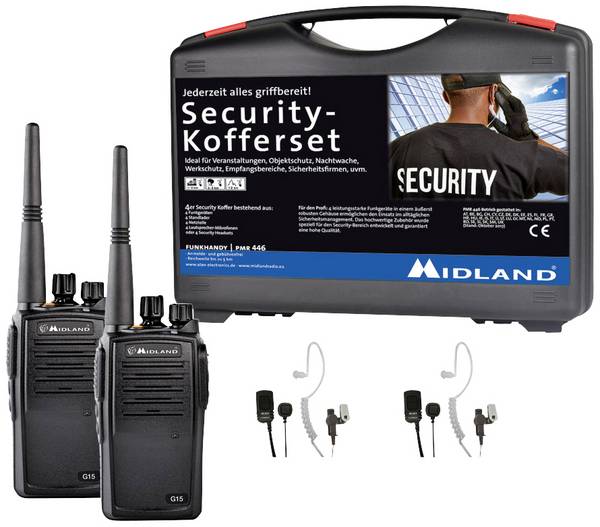 Midland G15 Pro NC PMR 2er Security-Koffer inkl. MA 31-M C1127.S2 PMR rádiostanica/vysielačka sada 2 ks