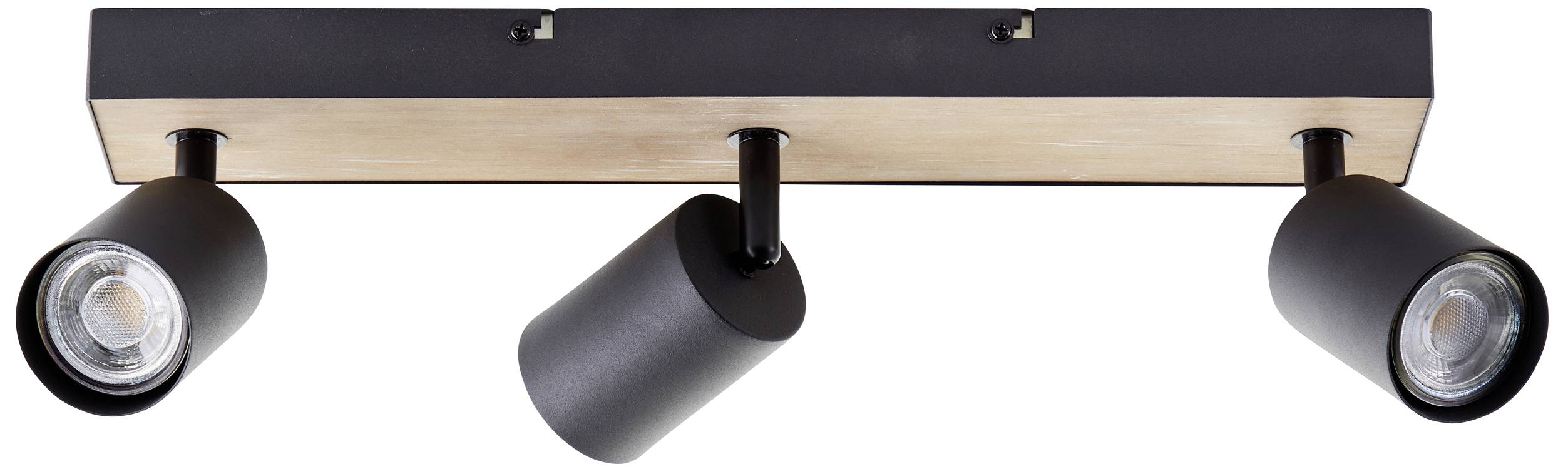 Čierno-zlaté stropné svietidlo s troma nastaviteľnými svetlometmi. Ideálne na cielenú priestorovú osvetu.