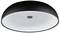 Čierne stropné svietidlo, okrúhle, s bielym difúzorom, moderné a jednoduché, vhodné do obytných alebo kancelárskych priestorov.