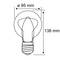Žiarovka s rozmermi: priemer 95 mm, výška 138 mm.