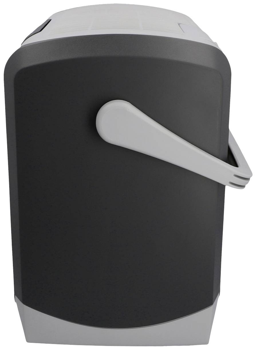 Čierny skartovací stroj s sivou rukoväťou po boku.