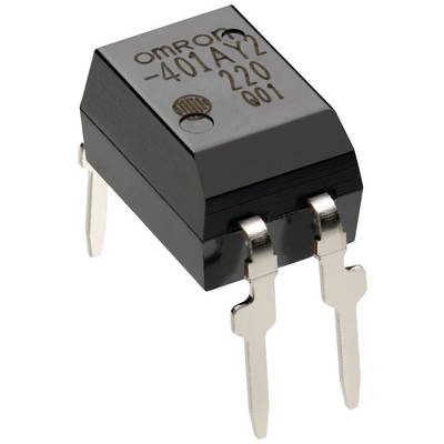 Čierna elektronická relé súčiastka so štyrmi kovovými kontaktmi, označená nápisom 'OMRON' a sériovou číslou.