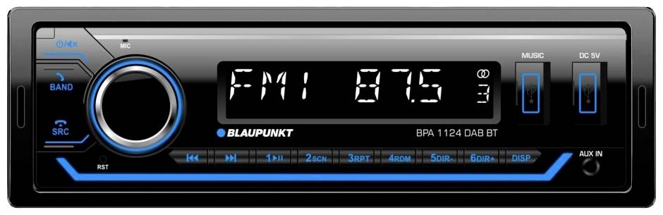 Blaupunkt BPA 1124 DAB BT Autoradio enkel DIN Bluetooth handsfree, DAB+ tuner afbeelding