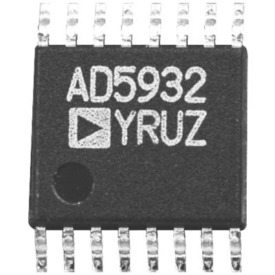 Integrovaný obvod s nápisom AD5932 YRUZ, elektronická súčiastka s viacerými pinmi pre elektrické prepojenia.