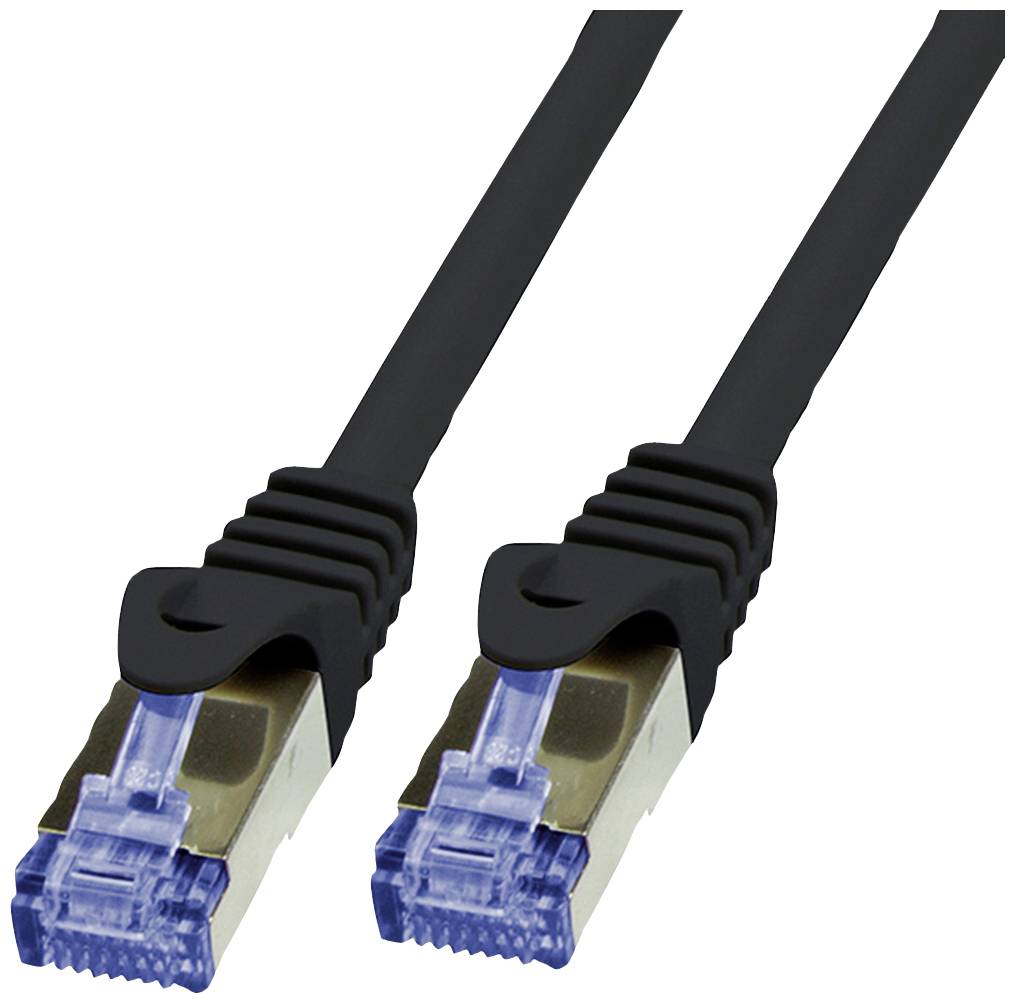 Dva čierne ethernetové káble s RJ45 konektormi.