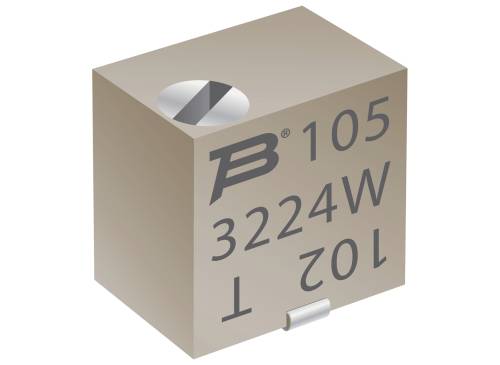 Malý, obdĺžnikový elektronický kondenzátor s nápisom 'B 105 3224W 102'. Horná strana s označením.