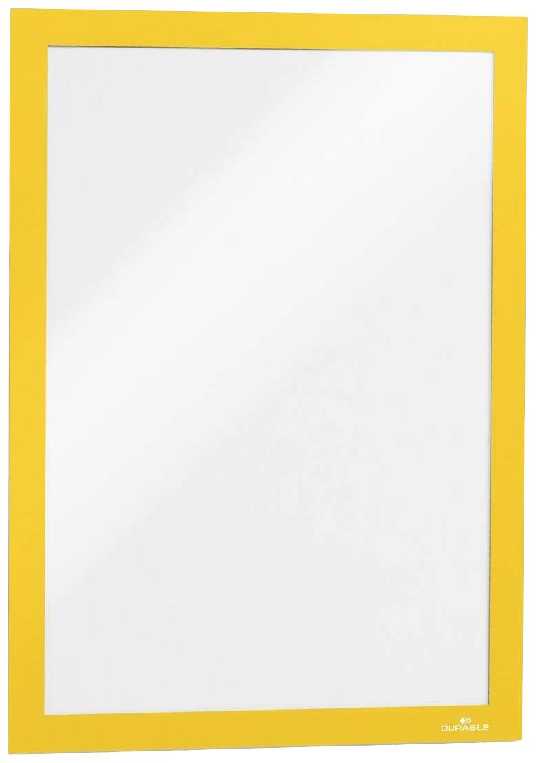 Žltý fotorámček s bielym prázdnym vnútrom.