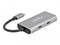 USB-C rozbočovač s dvoma USB-C portmi na boku a pevne pripojeným USB-C káblom.