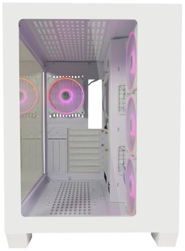 LC Power Gaming 807W midi tower PC skrinka biela 4 predinštalované ventilátory