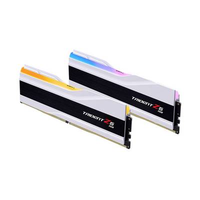 Dva RAM moduly so farebnými LED pruhmi, označené ako 'Trident Z5 RGB'.