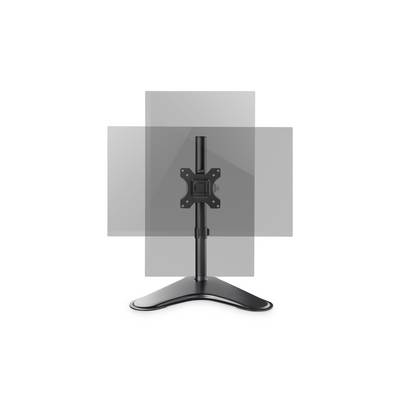 Nastaviteľný stojan na monitor v tvare V, ktorý umožňuje flexibilné polohovananie a otáčanie displeja pre ergonomický pohľad.
