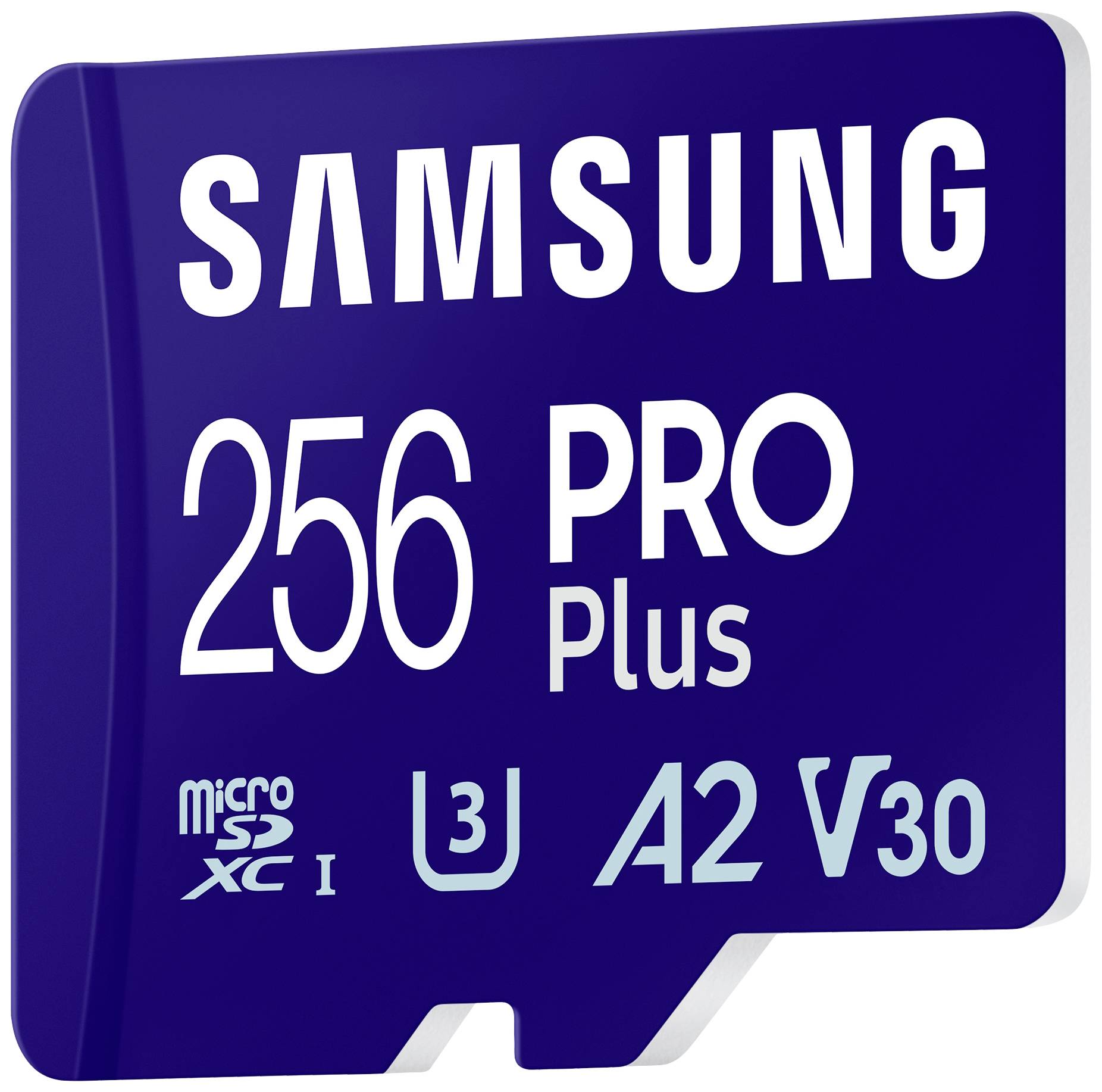 Samsung microSDXC pamäťová karta, 256 GB, PRO Plus, modrá, podporuje rýchlostné triedy U3, A2, V30.