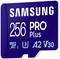 Samsung microSDXC pamäťová karta, 256 GB, PRO Plus, modrá, podporuje rýchlostné triedy U3, A2, V30.