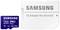 Pamäťová karta Samsung microSD s kapacitou 256 GB, vedľa nej vpravo biely SD adaptér pre microSD od Samsungu.