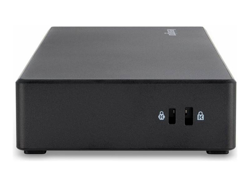 Externý pevný disk v čiernom obale s dvoma symbolmi zámku na prednej strane, symbolizuje bezpečnosť a ukladanie dát.