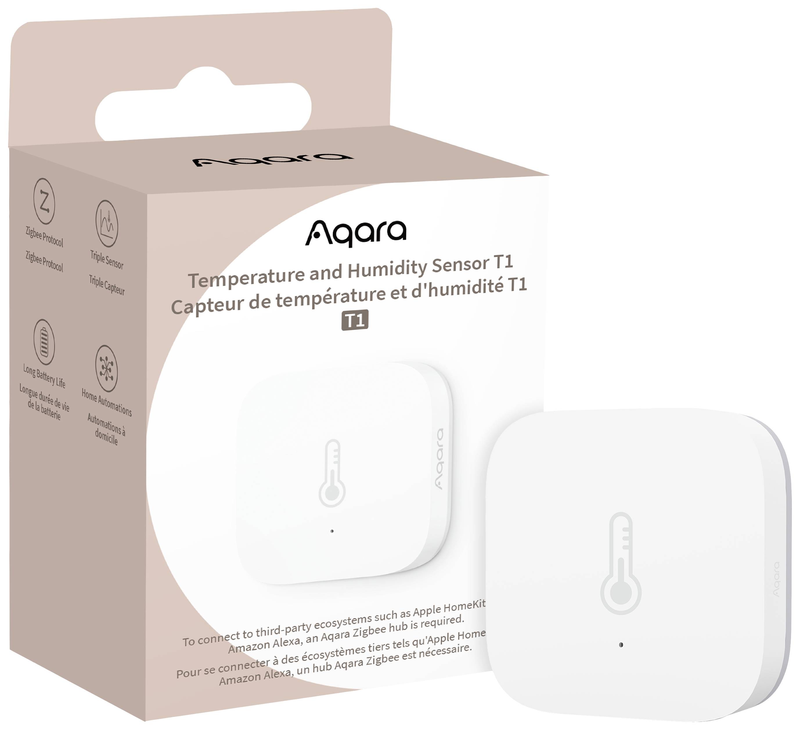 Aqara Sensore di temperatura e sensore di umidità TH-S02D Bianco Apple HomeKit, Alexa, Google Home