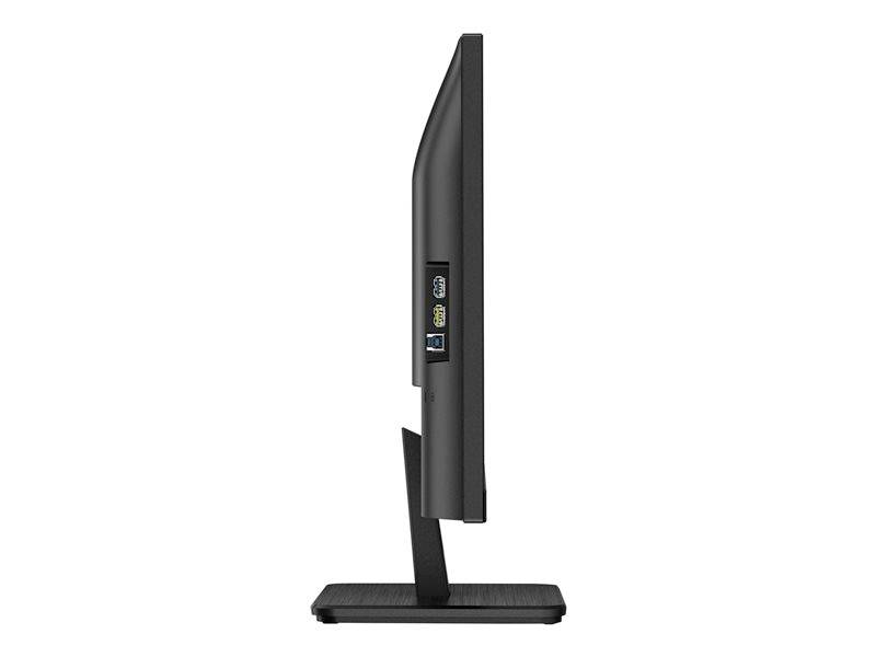 Čierny počítačový monitor v bočnom profile zobrazuje prípojky HDMI a VGA na zadnej strane. Ideálny pre kancelárske alebo domáce kancelárske použitie.