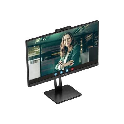 Žena v kancelárii je zobrazená na počítačovom monitore, pravdepodobne počas videohovoru.
