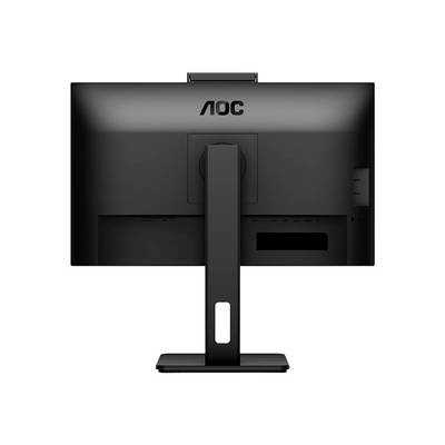 Zadná strana čierneho počítačového monitora so značkovým logom 'AOC' v hornej časti. Monitor je namontovaný na obdĺžnikovom podstavci.