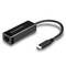 Čierny USB-C na Ethernet adaptér značky Axagon so žltou a zelenou LED indikáciou.