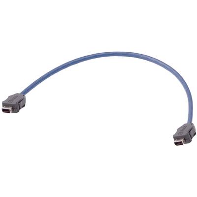 Modrý kábel s HDMI konektormi na oboch koncoch, vhodný na prepojenie elektronických zariadení na prenos audio a video signálov.