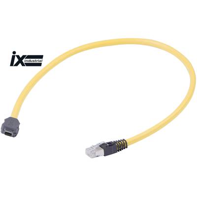 Žltý kábel s obdĺžnikovým konektorom vľavo a RJ45 konektorom vpravo. Logo značky 'ix Industrial' v ľavom hornom rohu.