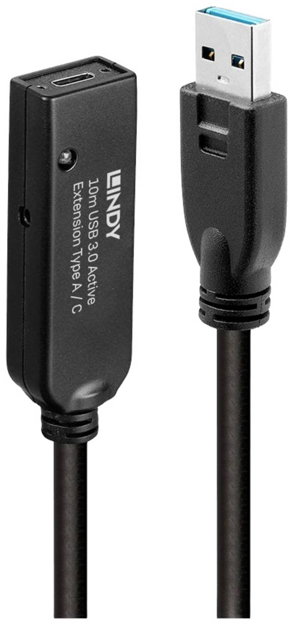 LINDY USB kábel USB 3.2 Gen1 USB-A zástrčka, USB-C ® zásuvka 10.00 m čierna 43376