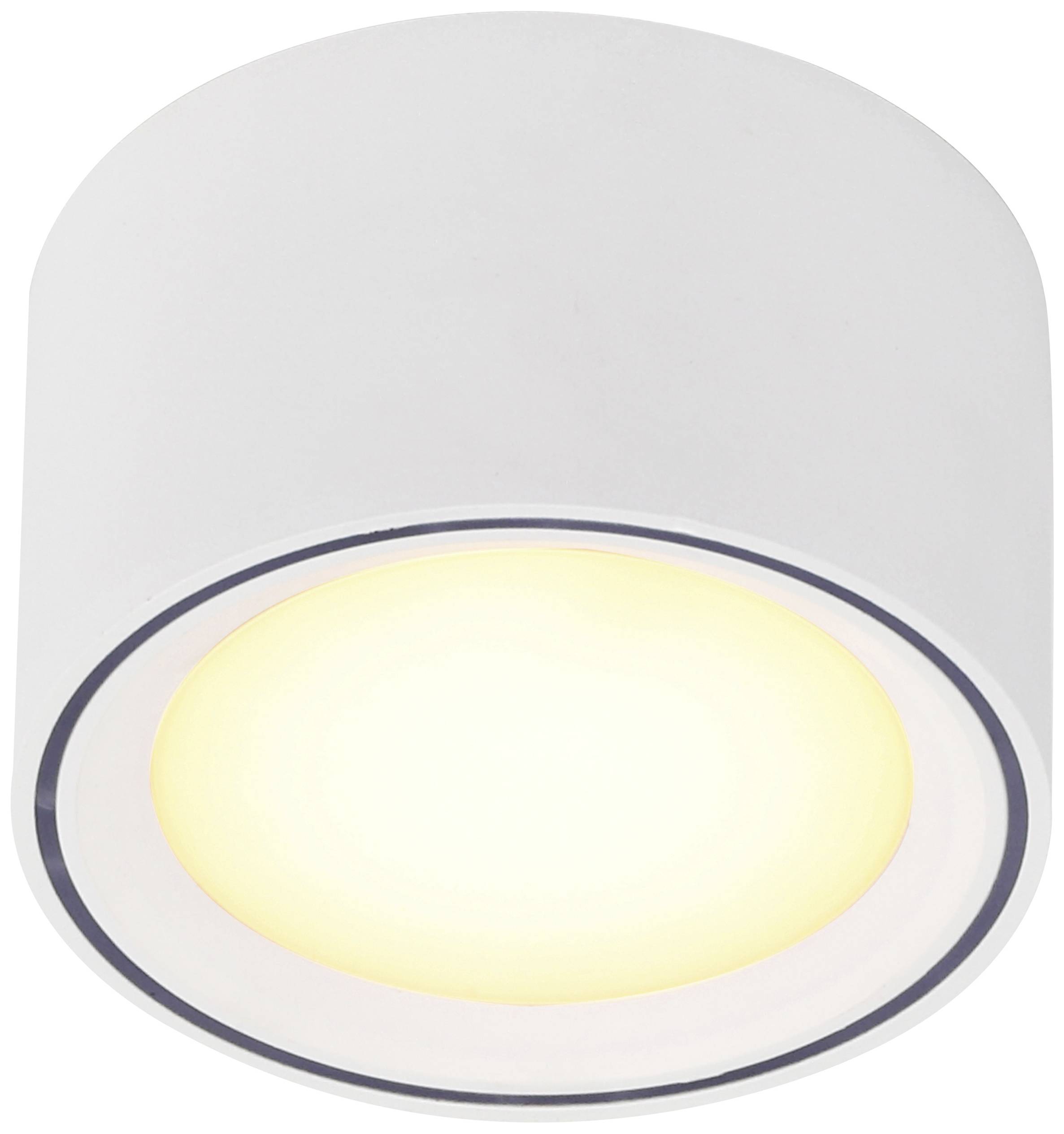 Biela cylindrická stropná lampa s teplým bielym LED osvetlením. Ideálna do moderných interiérov.