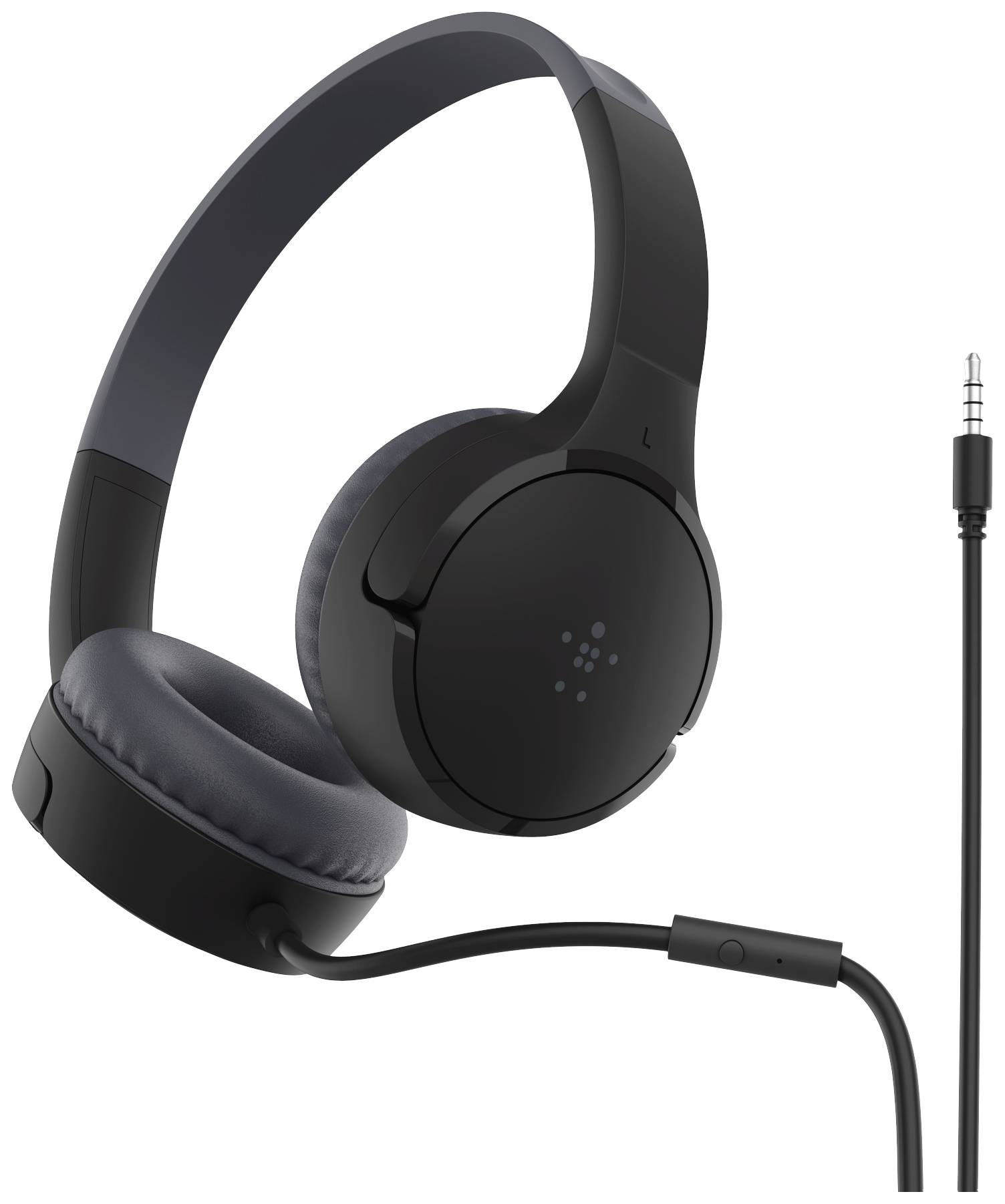 Čierne slúchadlá s káblom a 3,5 mm jack konektorom, vhodné pre audio zariadenia.