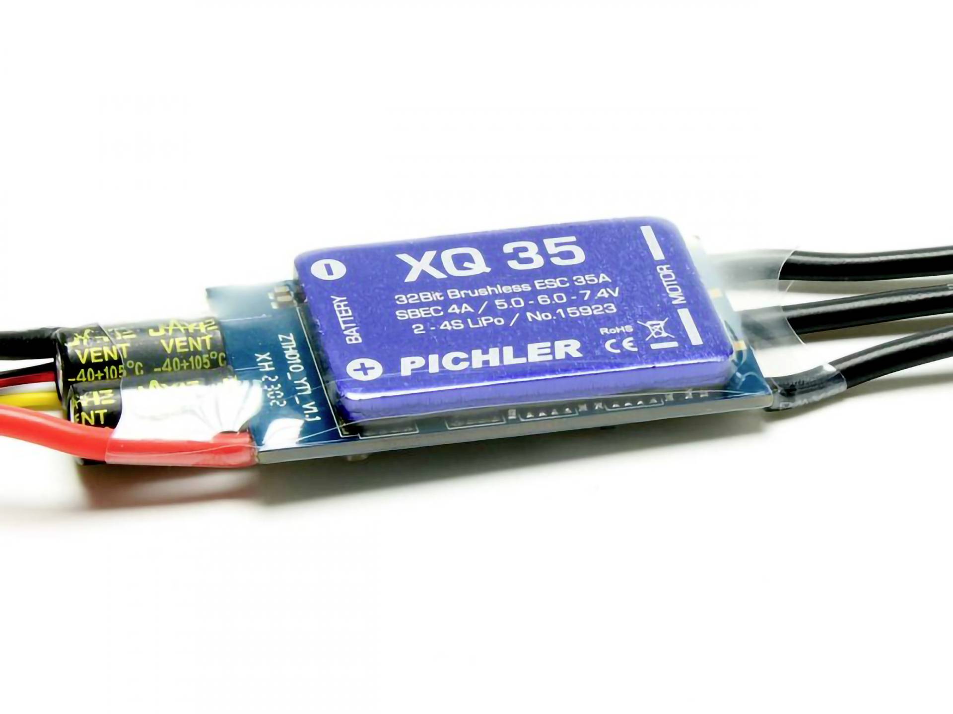 Elektronický regulátor otáčok Pichler XQ 35A pre bezkartáčové motory, vhodný pre LiPo akumulátory 2-4 články, s chladičom.