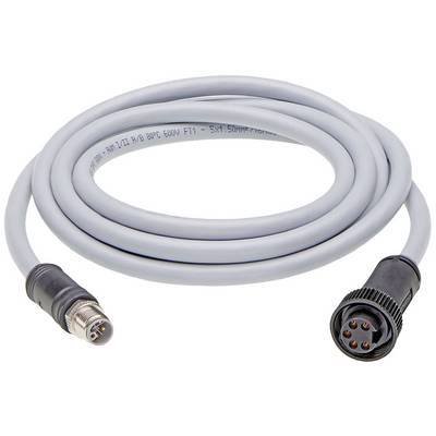 Sivý, guľatý kábel s viacerými pinmi na oboch koncoch, vhodný pre elektronické prepojenia a priemyselné aplikácie.