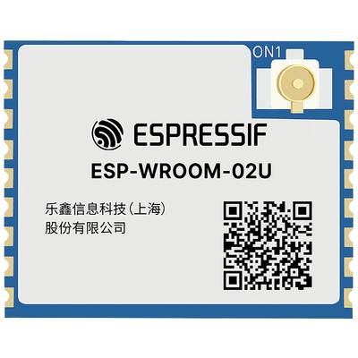 WiFi modul ESP-WROOM-02U od spoločnosti Espressif, s označením ON1 a QR kódom na prednej strane.
