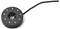 Čierna okrúhla elektrická súčiastka s viacerými skrutkami a vyčnievajúcim vodičom, pravdepodobne súčasť mechanického zariadenia alebo snímača.